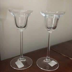 Pair of New glass Candle or Votive holders.6.5”.
